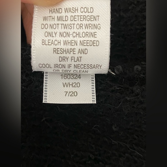 Garnet Hill Black Open Front Sequin Knit Cardigan Sweater L Alpaca Wool Blend - Picture 8 of 8